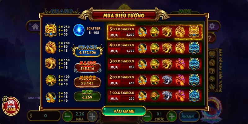 Chế độ chơi slot giải trí không thể mua biểu tượng 